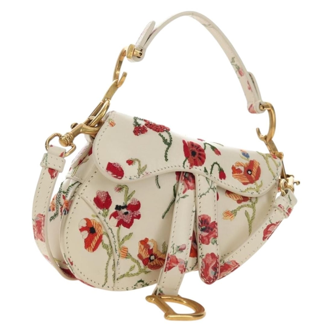 Christian Dior Saddle 2way Leather Shoulder Bag White Gold: Christian Dior Saddle 2way Leather Shoulder Bag White Gold Christian Dior Saddle shoulder bag in white and gold leather with a 2-way design. Includes a dust bag, item box, and shoulder strap. Made in 