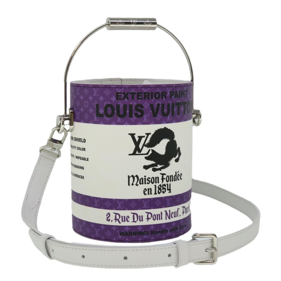 Louis Vuitton M81590 Purple PVC Leather Shoulder Bag Painted Can: Louis Vuitton M81590 Purple PVC Leather Shoulder Bag Painted Can Louis Vuitton LV Painted Can shoulder bag in purple PVC leather. This women's bag is made in Italy and includes the dust bag and item b