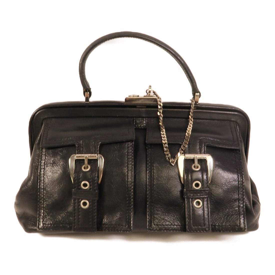 CELINE black calfskin women s handbag: CELINE black calfskin women s handbag This CELINE handbag features a sleek design crafted from black calfskin leather. Designed for women, it offers a classic silhouette with a frame color that matche