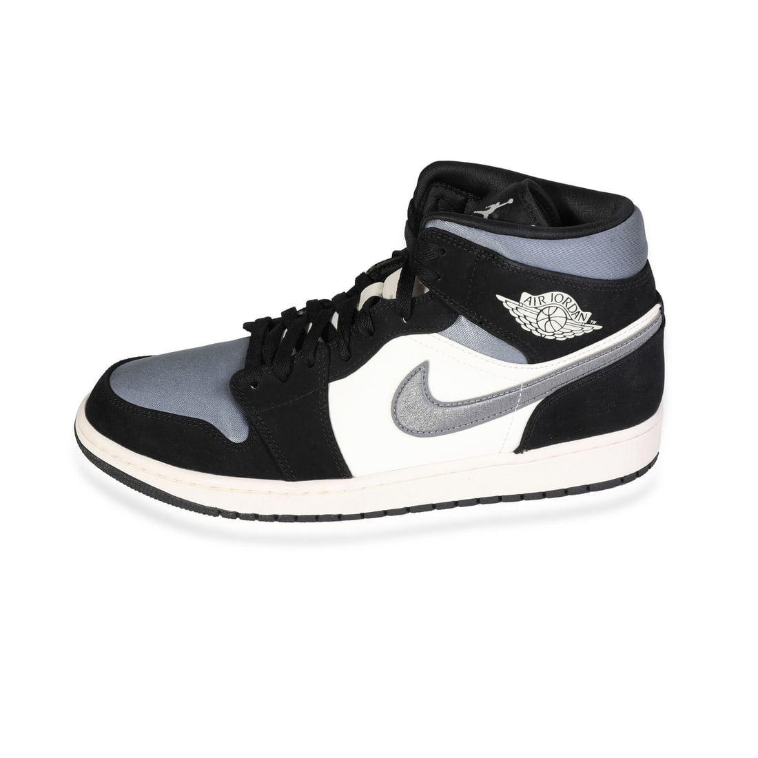 Air Jordan 1 Mid SE Satin Smoke Grey Sneakers 10.5 US: Air Jordan 1 Mid SE Satin Smoke Grey Sneakers 10.5 US Step onto the court or the streets with the classic style of the Air Jordan 1 Mid SE 'Satin Smoke Grey'. This sneaker features a multicolor design