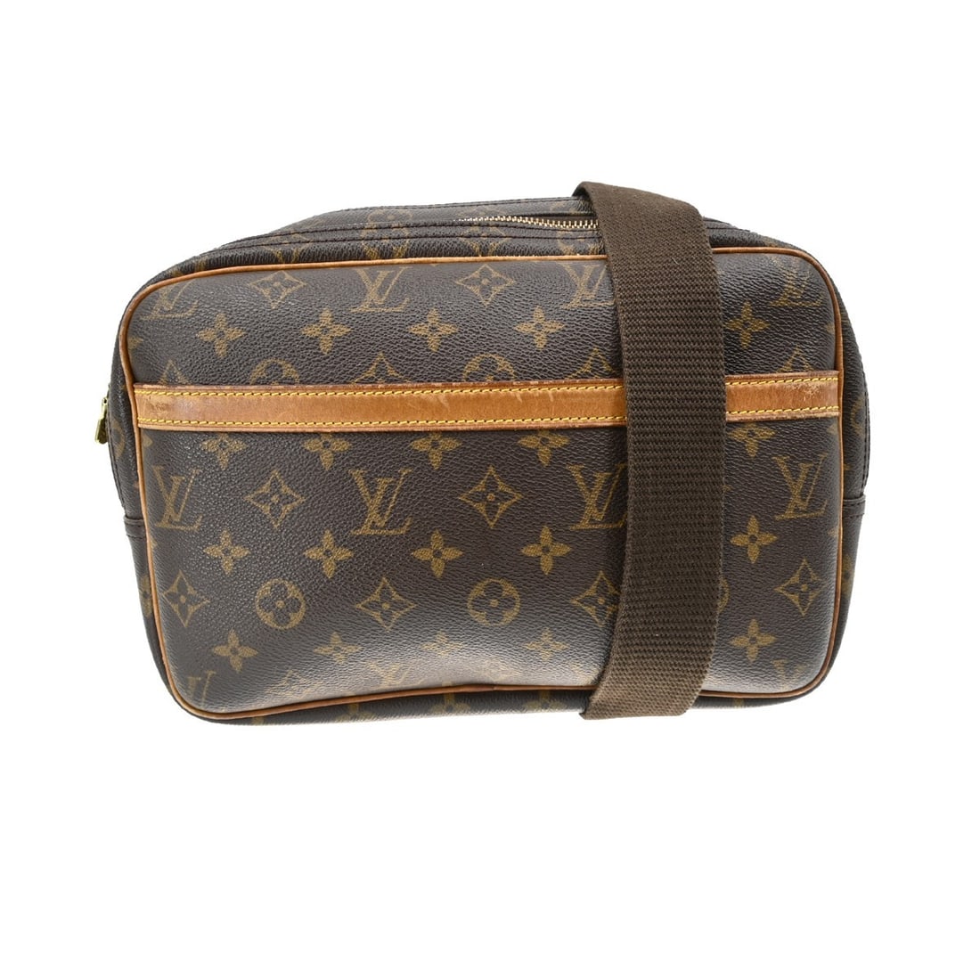 Louis Vuitton Reporter PM Monogram Crossbody Bag M45254: Louis Vuitton Reporter PM Monogram Crossbody Bag M45254 Vintage Louis Vuitton Reporter PM shoulder bag in brown Monogram canvas with leather trim. This women's bag features a zip closure, adjustable c