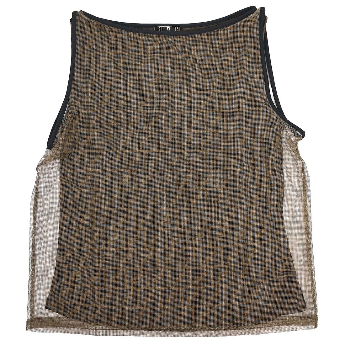 Fendi Zucca Brown Sleeveless Tank Top Womens IT 46 Vintage: Fendi Zucca Brown Sleeveless Tank Top Womens IT 46 Vintage Vintage Fendi tank top in brown with the Zucca design. This sleeveless women's top features a round neckline and a regular fit in a basic cas