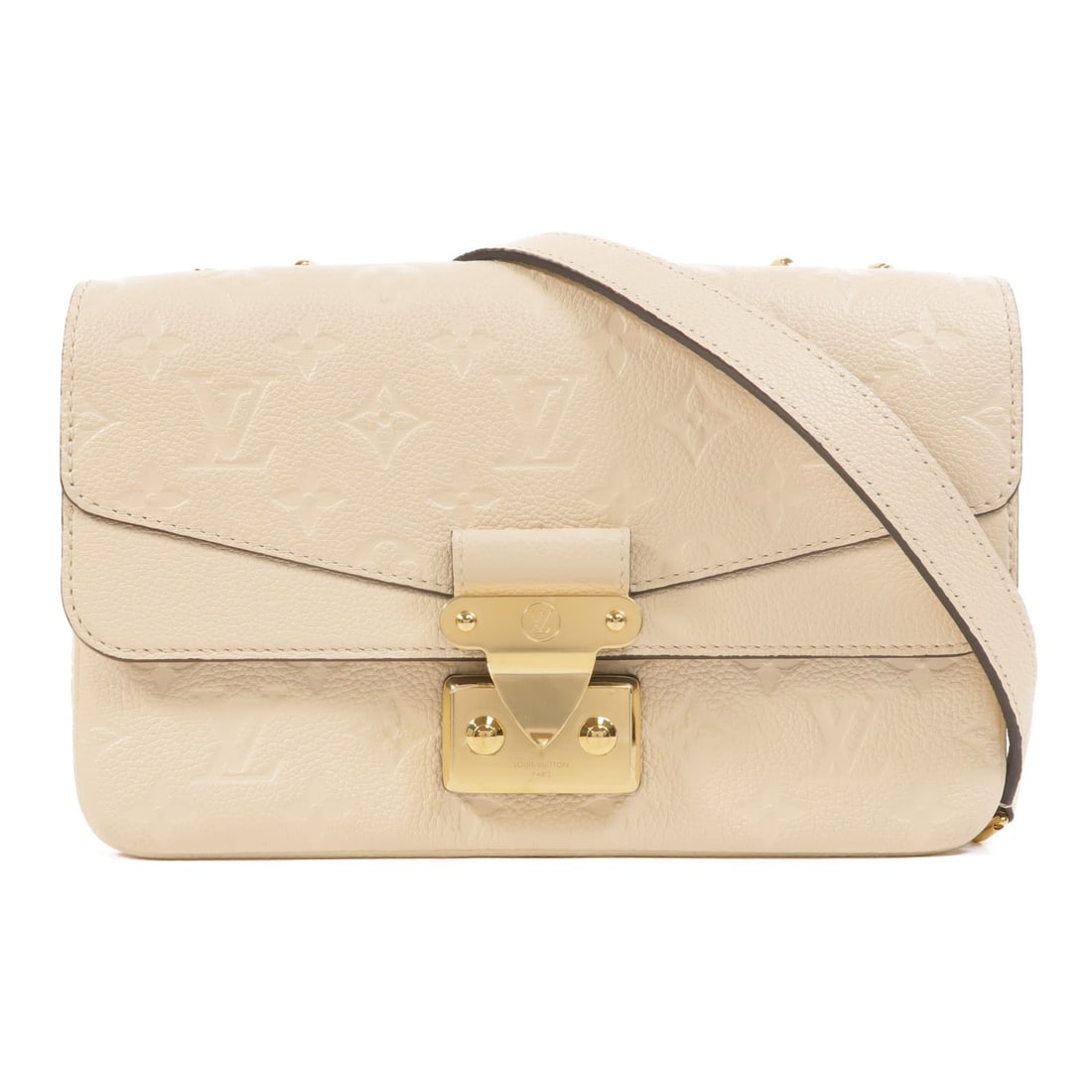 Louis Vuitton Marceau Chain Shoulder Bag Monogram Empreinte Beige GHW: Louis Vuitton Marceau Chain Shoulder Bag Monogram Empreinte Beige GHW This Louis Vuitton Marceau chain shoulder bag features the iconic Monogram Empreinte design in a beige color. Crafted from durable