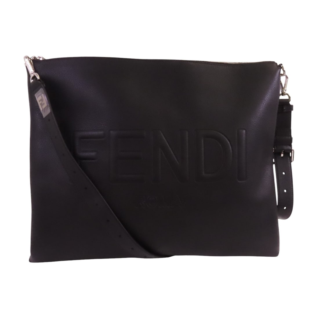 FENDI Roma Pouch Shoulder Bag 7VA604 Black Calfskin Leather: FENDI Roma Pouch Shoulder Bag 7VA604 Black Calfskin Leather Elevate your accessory collection with the FENDI SHW After Roma Pouch Shoulder Bag. This stylish crossbody bag is crafted from luxurious bla