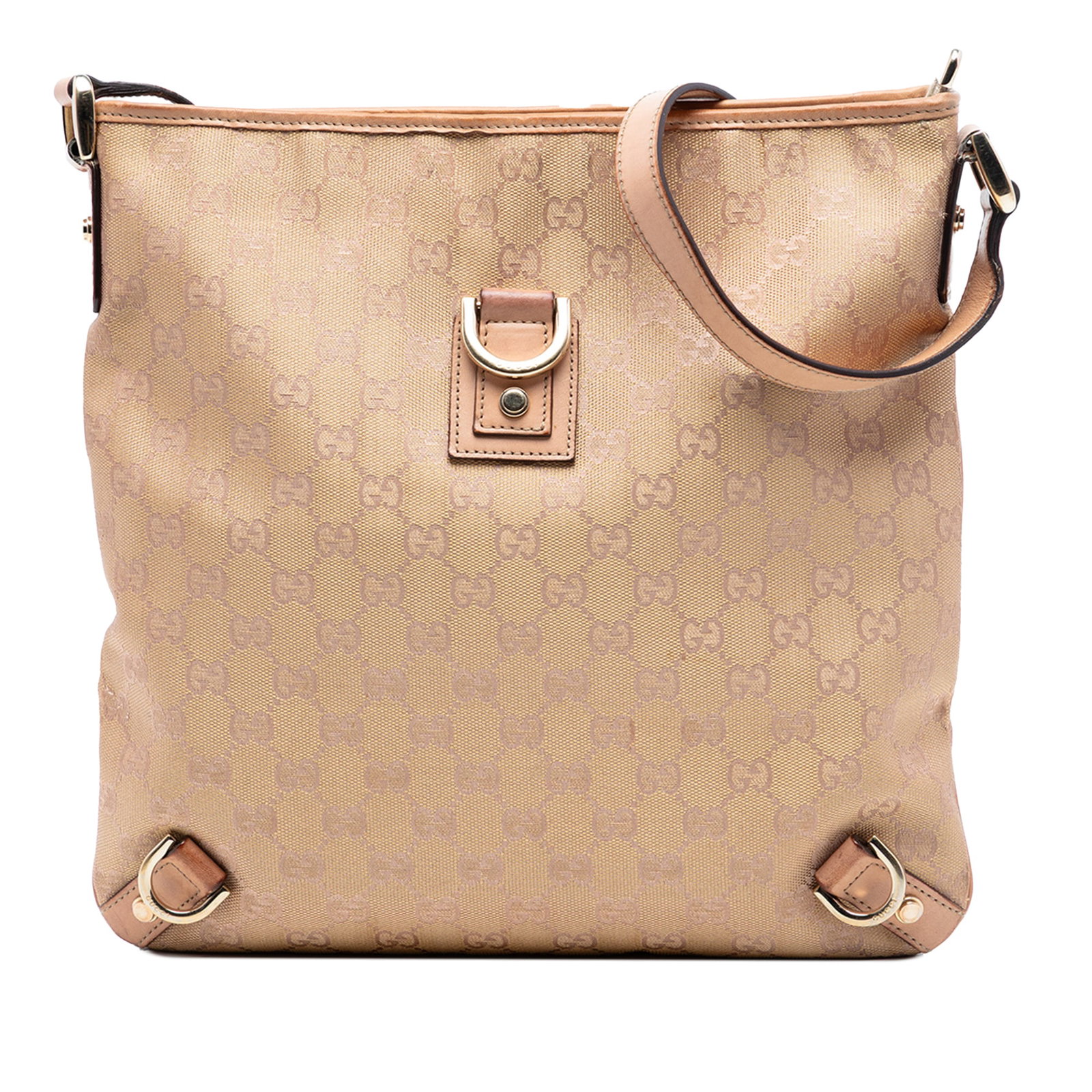 Gucci Abbey D Ring Beige Canvas Crossbody Bag with Leather Trim: Gucci Abbey D Ring Beige Canvas Crossbody Bag with Leather Trim The Gucci GG Canvas Abbey D Ring Crossbody bag features a beige canvas body complemented by leather trim. It is designed with an adjusta