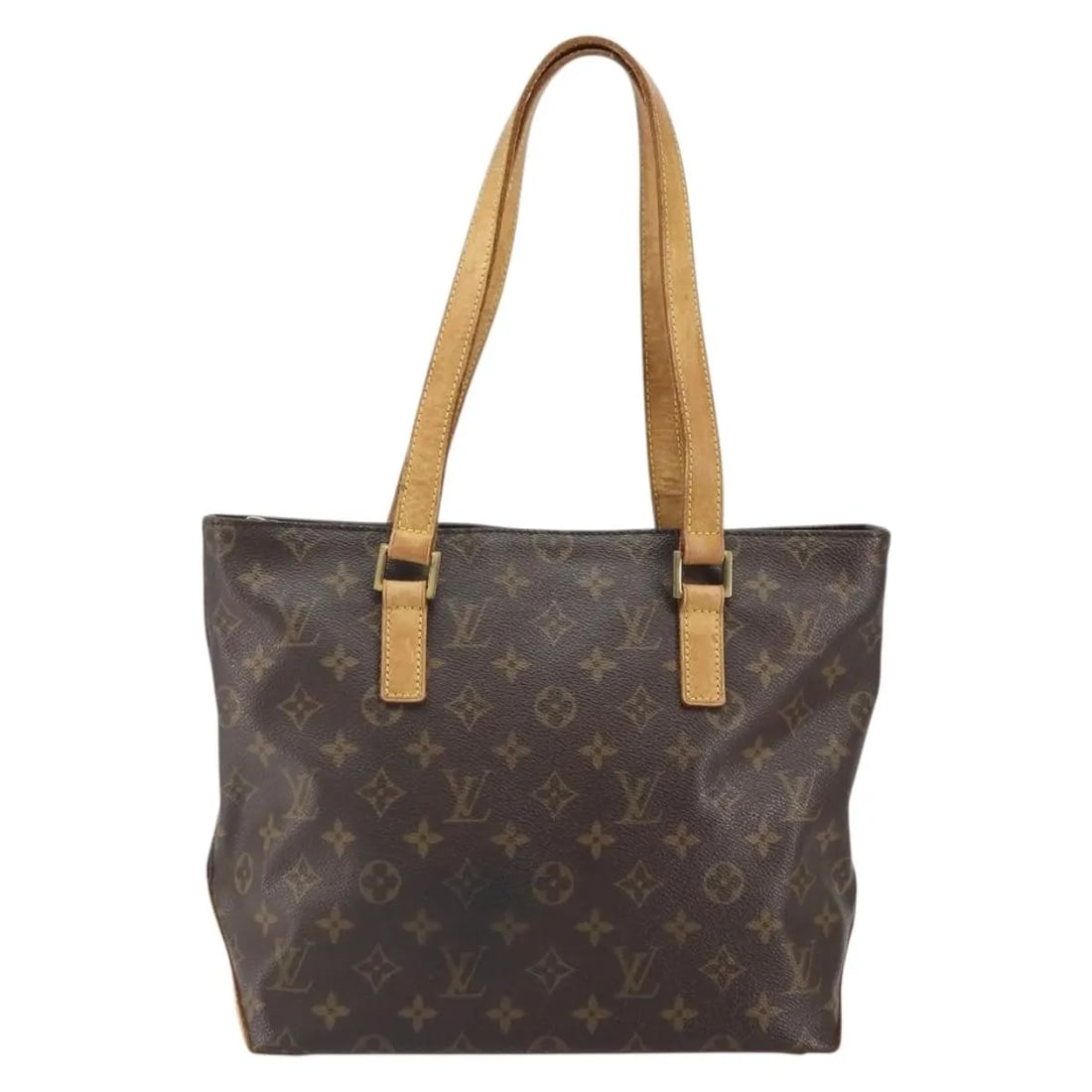 Louis Vuitton Cabas Mezzo Brown Monogram Canvas Tote: Louis Vuitton Cabas Mezzo Brown Monogram Canvas Tote Louis Vuitton Cabas Mezzo in Monogram canvas with a brown finish. This women's tote is made in France and is presented in fair condition, showing o