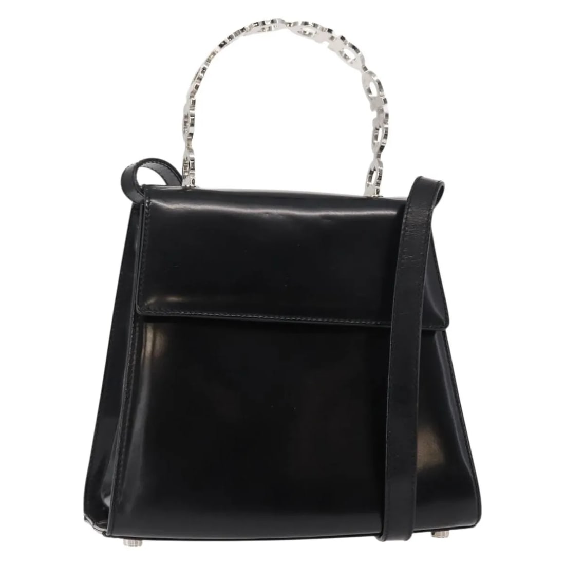 Black Leather Handbag Salvatore Ferragamo Gancini Italy (1 of 18)