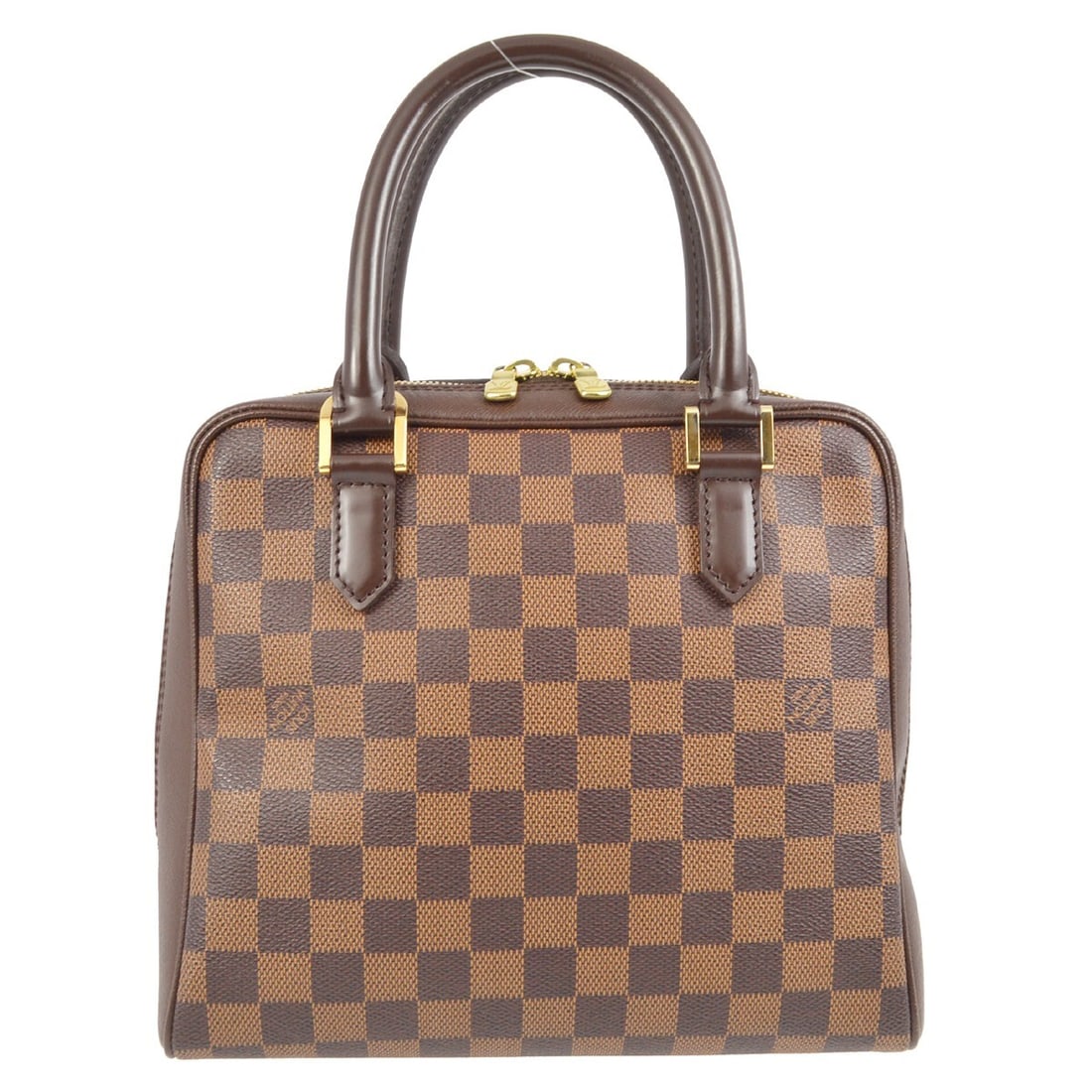 Louis Vuitton Brera Brown Damier Canvas Handbag N51150: Louis Vuitton Brera Brown Damier Canvas Handbag N51150 Louis Vuitton Brera handbag in Damier Ebene canvas with leather trim and double handles. This medium handbag features a zip-top closure, brown ex
