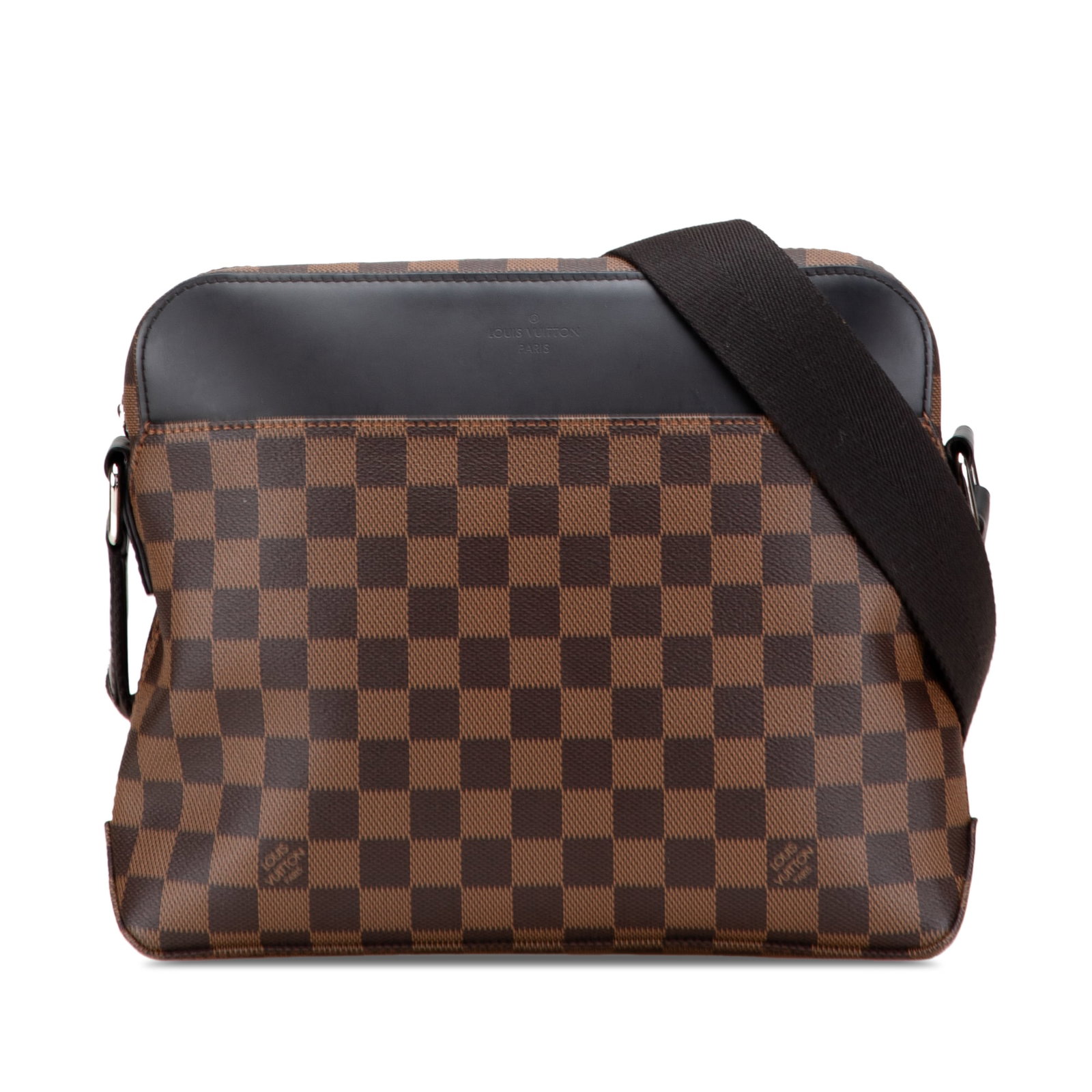 Louis Vuitton Damier Ebene Jake PM Brown Canvas Bag: Louis Vuitton Damier Ebene Jake PM Brown Canvas Bag Introducing the Louis Vuitton Damier Ebene Jake PM, a stylish and practical bag crafted from high-quality damier ebene canvas with elegant leather t