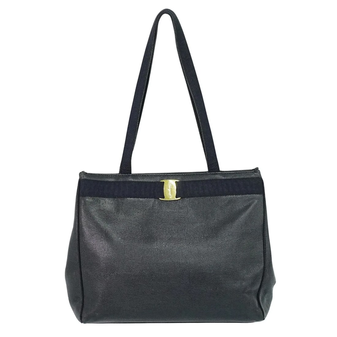 Vintage Black Vara Bow Leather Tote Bag by Salvatore Ferragamo (1 of 15)