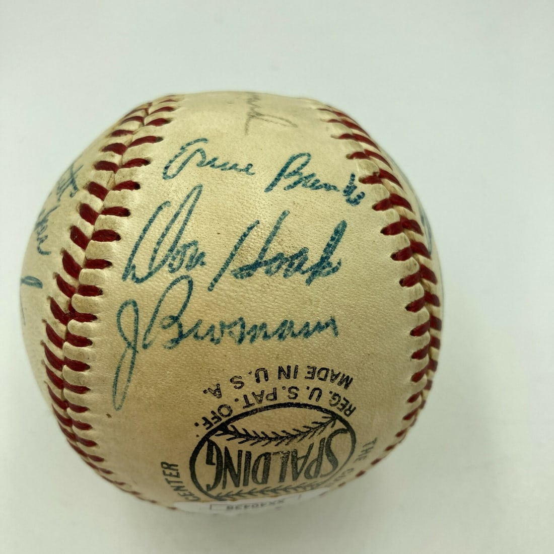 1956 Chicago Cubs Team Signed Baseball Ernie Banks JSA Authenticated: 1956 Chicago Cubs Team Signed Baseball Ernie Banks JSA Authenticated This is a remarkable 1956 Chicago Cubs Team Signed National League Baseball featuring the legendary Ernie Banks. The ball comes wit
