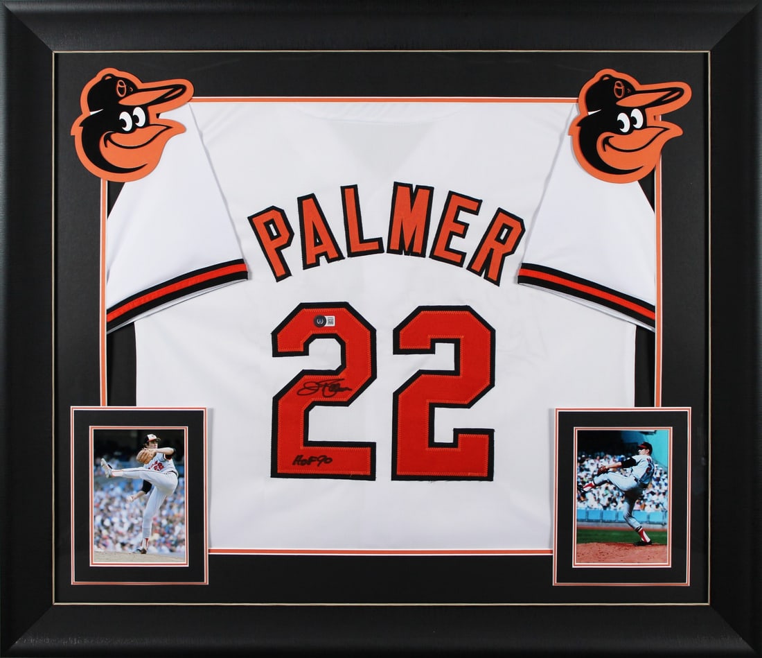 Framed White Jersey Signed by Jim Palmer With HOF 90 Inscription BAS Witness (1 of 2)
