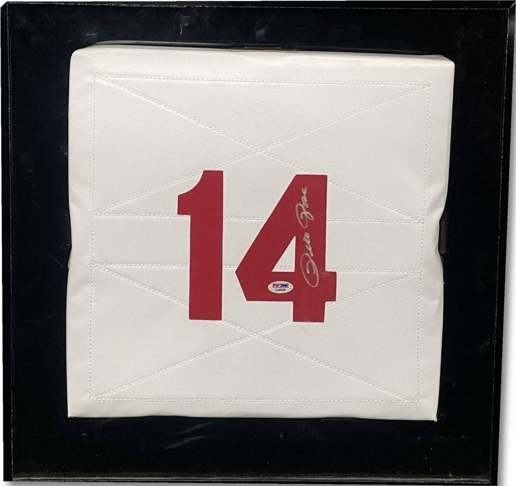 Pete Rose Signed Framed Custom Base 20x20 PSA Authenticated Reds: Pete Rose Signed Framed Custom Base 20x20 PSA Authenticated Reds This unique collectible features a custom framed baseball base autographed by Pete Rose, a legendary player for the Cincinnati Reds. Th