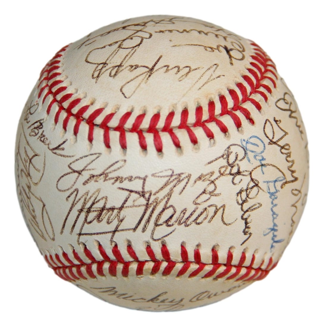 St Louis Cardinals Baseball Signed by 30 Including Musial and Gibson PSA LOA: St Louis Cardinals Baseball Signed by 30 Including Musial and Gibson PSA LOA This baseball commemorates 100 years of St. Louis Cardinals history and features 30 signatures, including Stan Musial and B