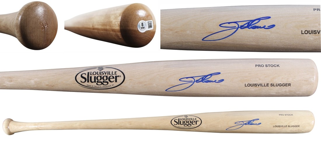 Jim Thome Signed Louisville Slugger Bat with BAS Authentication: Jim Thome Signed Louisville Slugger Bat with BAS Authentication This authentic blonde Louisville Slugger Pro Stock baseball bat is signed by Jim Thome, the renowned player of the Cleveland Indians. Th