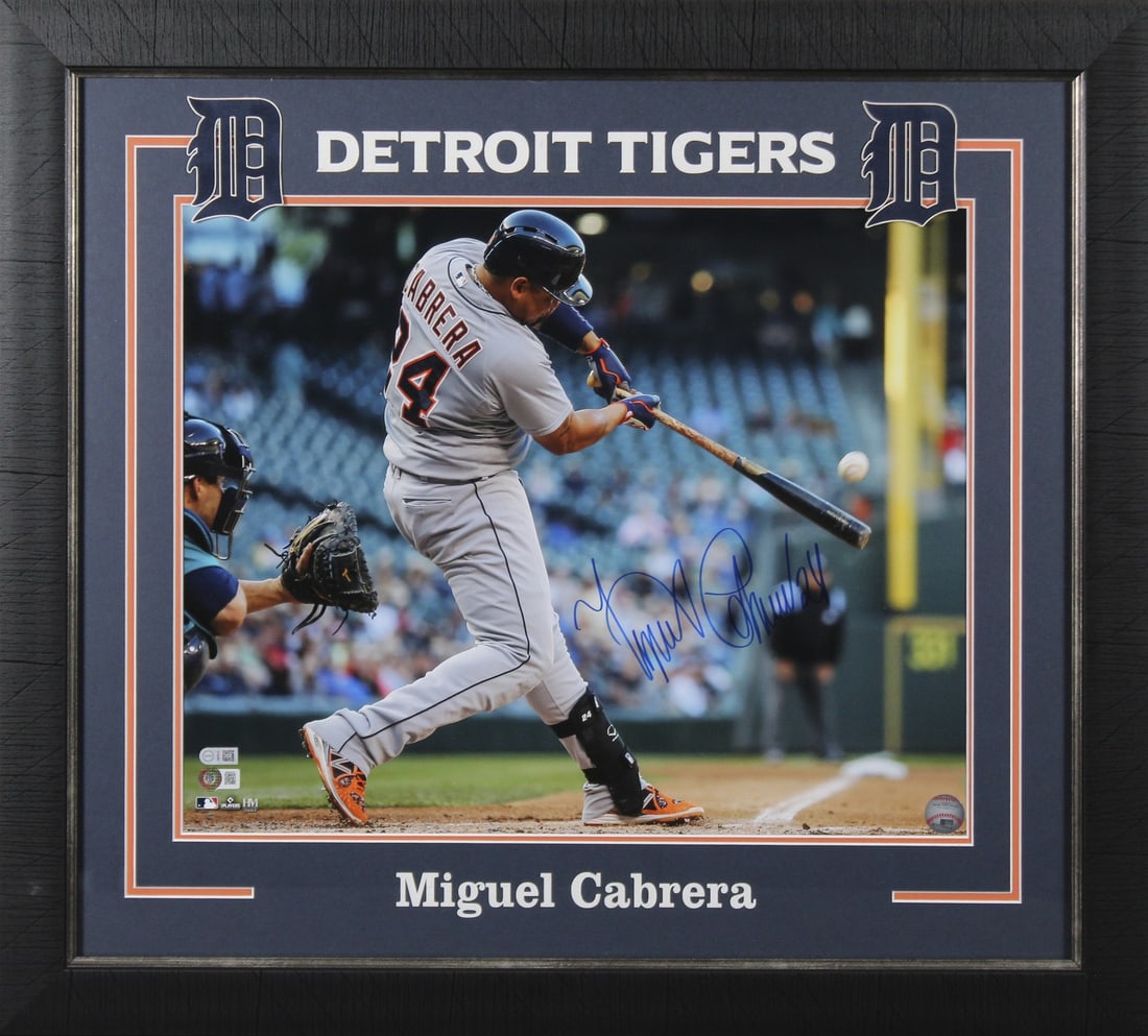 Miguel Cabrera Signed 16x20 Framed Photo Detroit Tigers BAS Authenticated: Miguel Cabrera Signed 16x20 Framed Photo Detroit Tigers BAS Authenticated This authentic 16x20 framed photo features Miguel Cabrera, star player of the Detroit Tigers, personally signed for true fans 