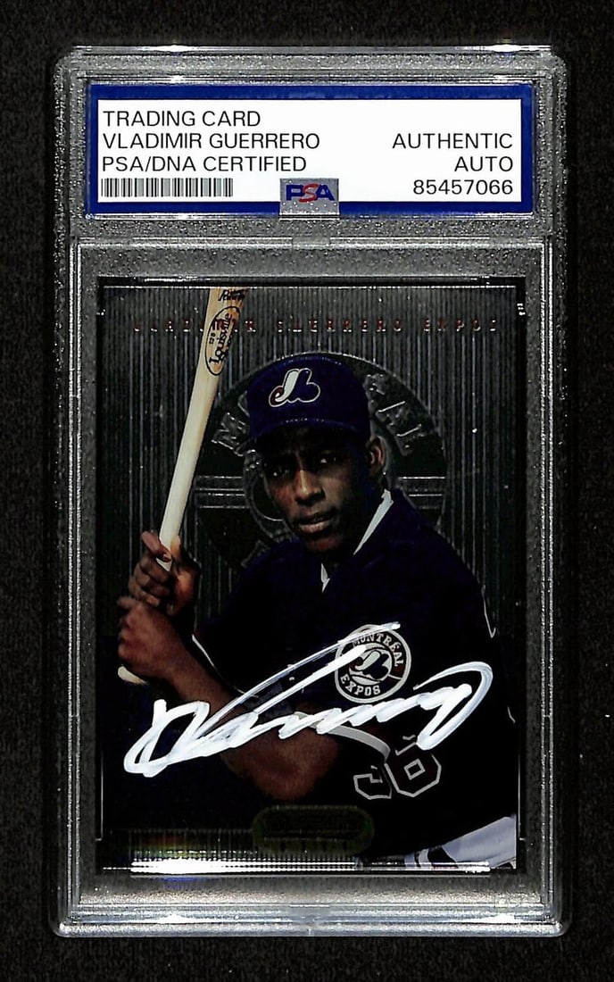 Vladimir Guerrero Autographed 1995 Bowman's Best Rookie Card #2 PSA/DNA Expos: Vladimir Guerrero Autographed 1995 Bowman's Best Rookie Card #2 PSA/DNA Expos This is a Vladimir Guerrero Signed 1995 Bowman's Best Rookie Card #2 from his time with the Montreal Expos. The card has b