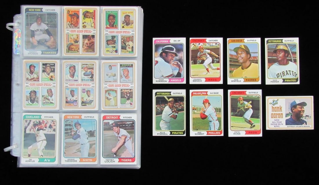 1974 TOPPS Baseball Complete Set with Winfield RC and Checklists: 1974 TOPPS Baseball Complete Set with Winfield RC and Checklists This listing features a complete 1974 TOPPS Baseball card set, comprising 660 standard cards, 44 traded cards, and 24 team checklists, 