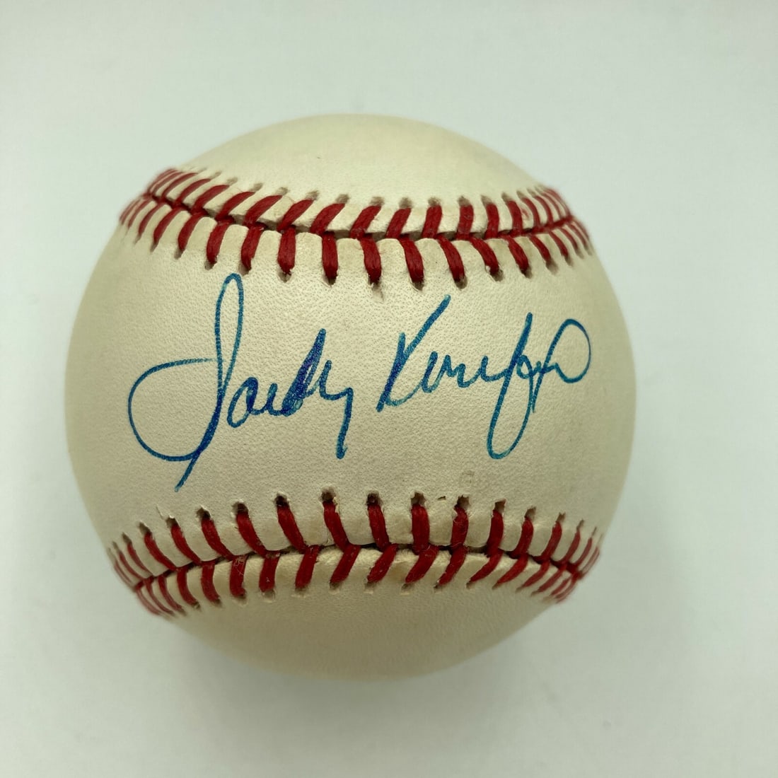 Sandy Koufax Autographed National League Baseball With JSA Authentication: Sandy Koufax Autographed National League Baseball With JSA Authentication This is an official National League baseball signed by Sandy Koufax. The autograph is authenticated by James Spence Authentica