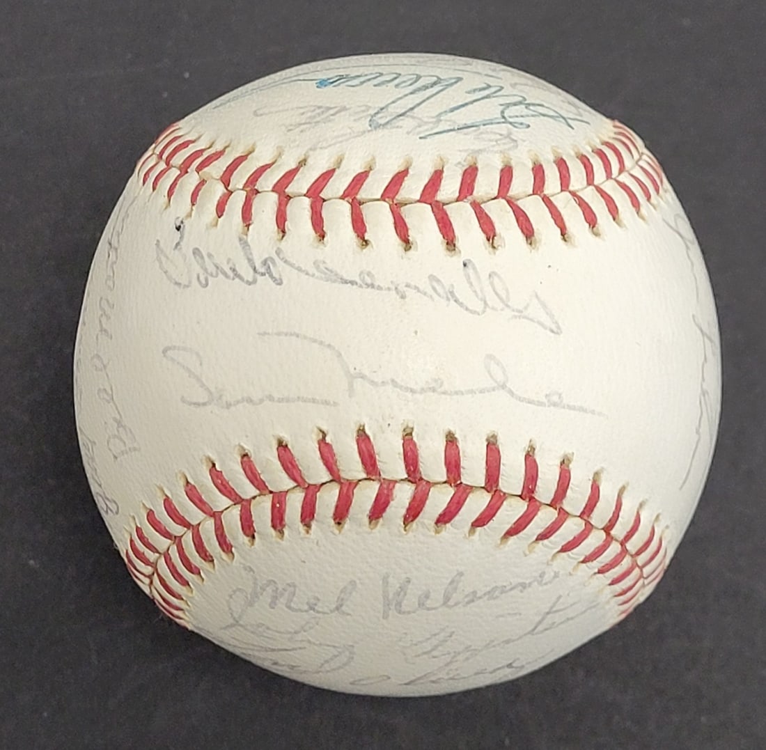 Minnesota Twins 1965 AL Champions Team Baseball with 28 JSA Authenticated Signatures: Minnesota Twins 1965 AL Champions Team Baseball with 28 JSA Authenticated Signatures This original 1965 Minnesota Twins American League Champions team-signed baseball features a total of 28 signatures