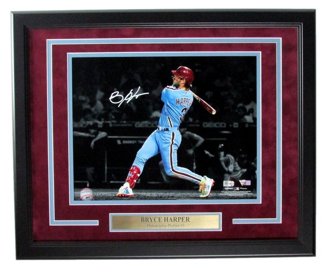 Bryce Harper Signed 11x14 Framed Photo Philadelphia Phillies Fanatics: Bryce Harper Signed 11x14 Framed Photo Philadelphia Phillies Fanatics This stunning framed photo features Bryce Harper, the star player of the Philadelphia Phillies, showcasing his autograph for avid 