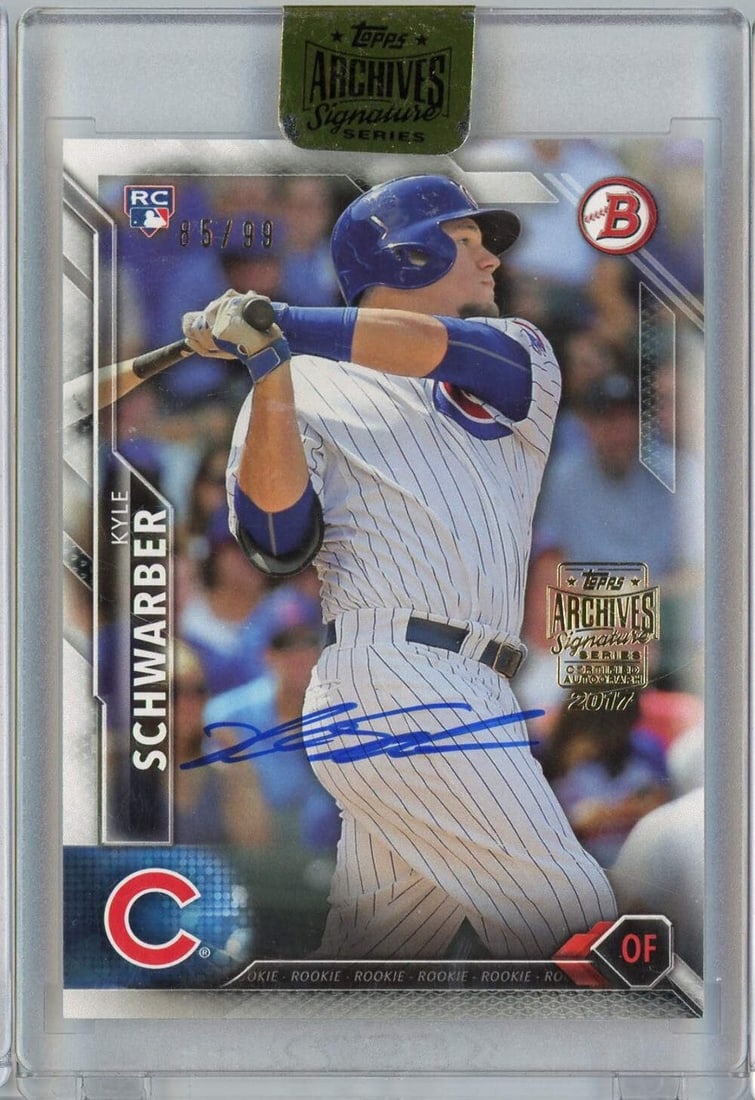 2017 Topps Archives Kyle Schwarber #122 /99 Autographed Rookie Card: 2017 Topps Archives Kyle Schwarber #122 /99 Autographed Rookie Card This is a 2017 Topps Archives 2016 Bowman Kyle Schwarber #122 /99 Autographed Rookie Card. The card features the signature of Kyle S