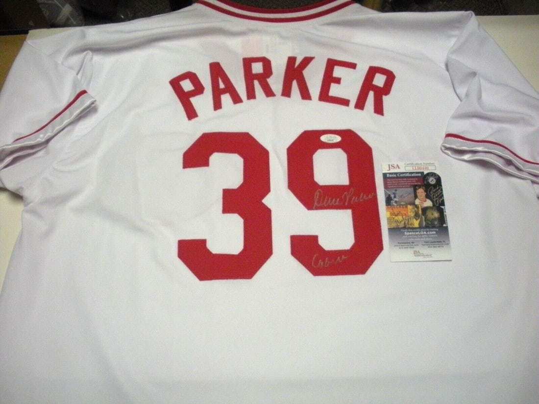 Dave Parker Autographed Cincinnati Reds Jersey With JSA COA Two-Time World Series Winner (1 of 2)