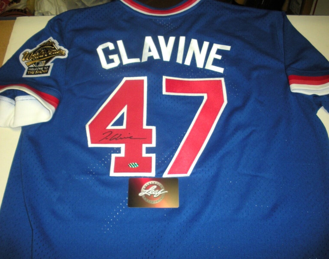 Mitchell & Ness Atlanta Baseball Jersey Signed by Tom Glavine with Leaf COA (1 of 2)