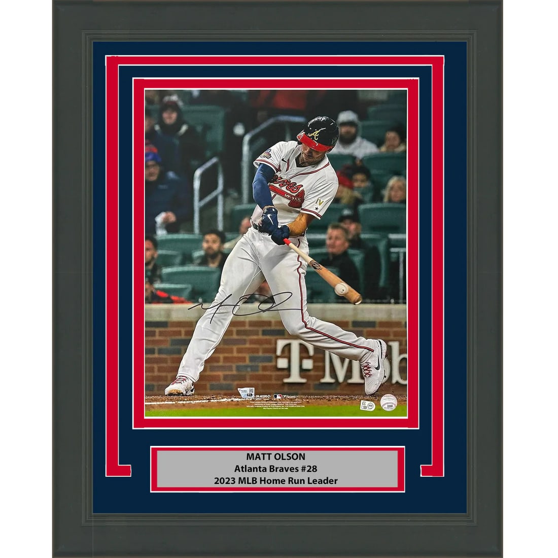 Framed Autographed Matt Olson Atlanta Braves 16x20 Photo Fanatics COA: Framed Autographed Matt Olson Atlanta Braves 16x20 Photo Fanatics COA Celebrate your fandom with this professionally framed and matted 16x20 photo of Matt Olson from the Atlanta Braves. This autograph
