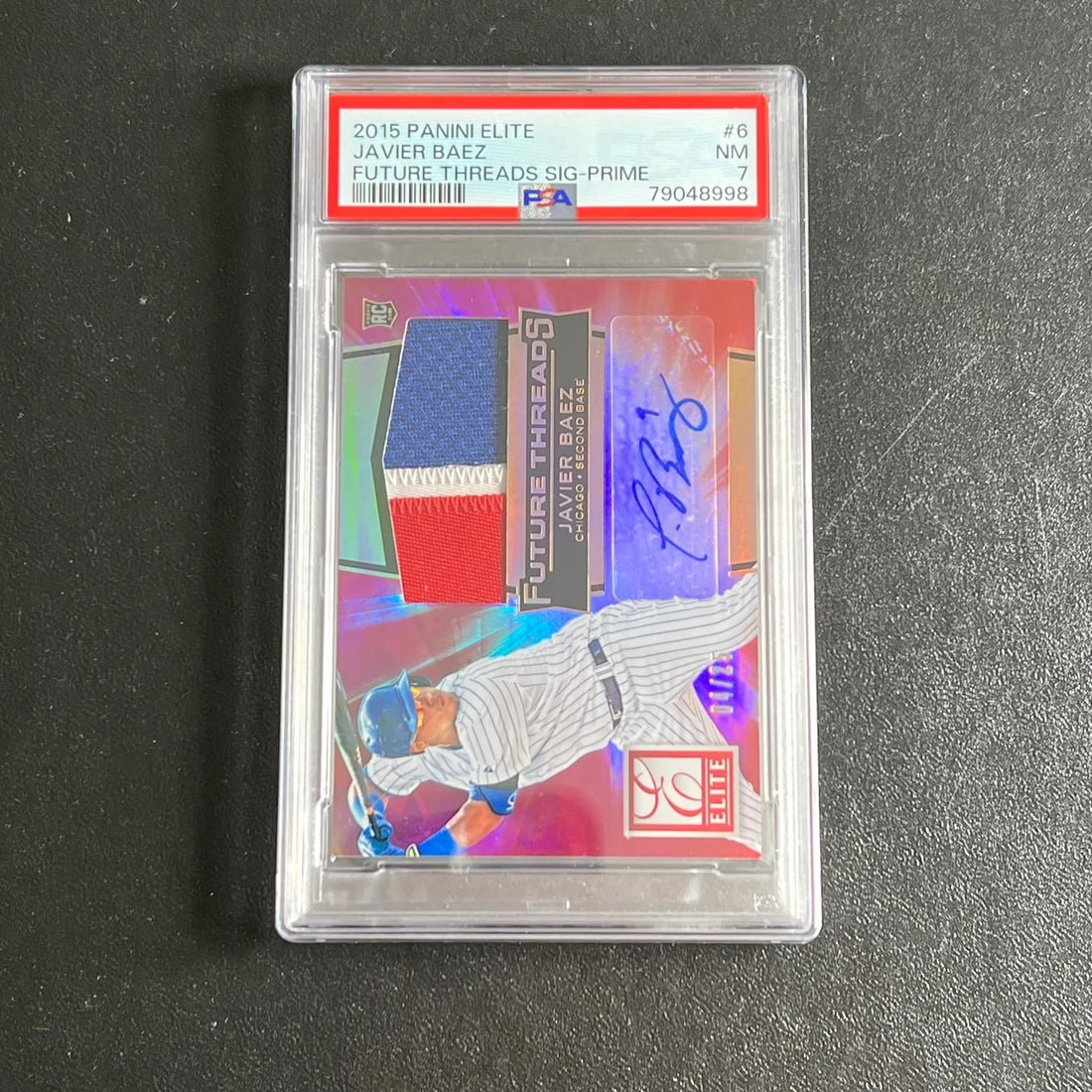 Javier Baez PSA 7 autographed Panini Elite Future Threads card (1 of 2)