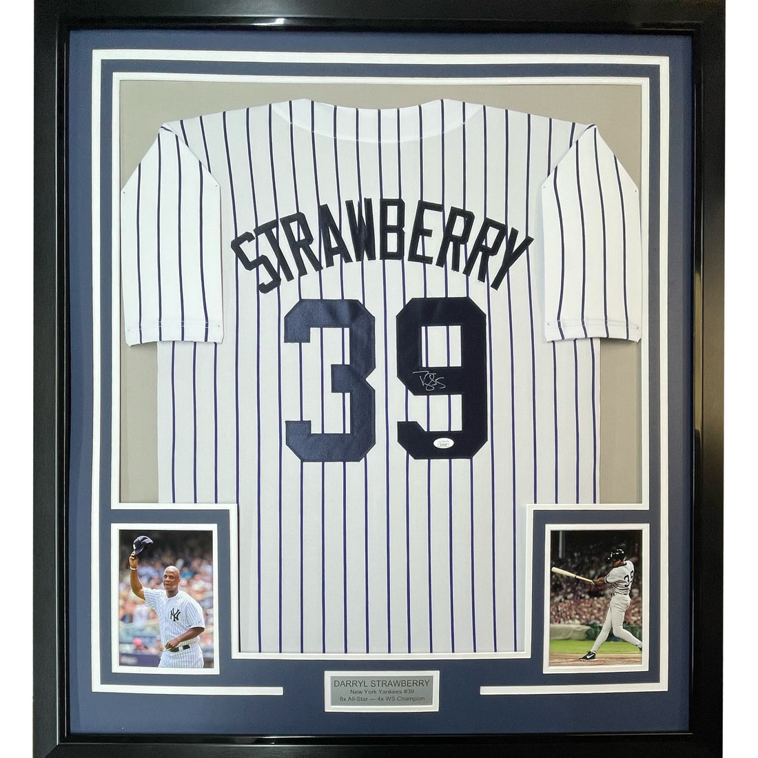 Framed Autographed Darryl Strawberry NY Yankees Jersey JSA COA 33x42: Framed Autographed Darryl Strawberry NY Yankees Jersey JSA COA 33x42 This beautifully framed autographed Darryl Strawberry New York Yankees jersey is a must-have for any baseball fan. Measuring 33x42 