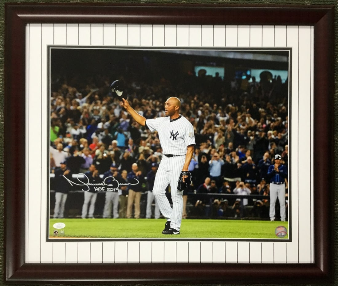 Mariano Rivera New York Yankees Signed Photo Custom Framed HOF 2019 JSA Authenticated: Mariano Rivera New York Yankees Signed Photo Custom Framed HOF 2019 JSA Authenticated Celebrate the legacy of baseball legend Mariano Rivera with this stunning custom framed photograph. This item show
