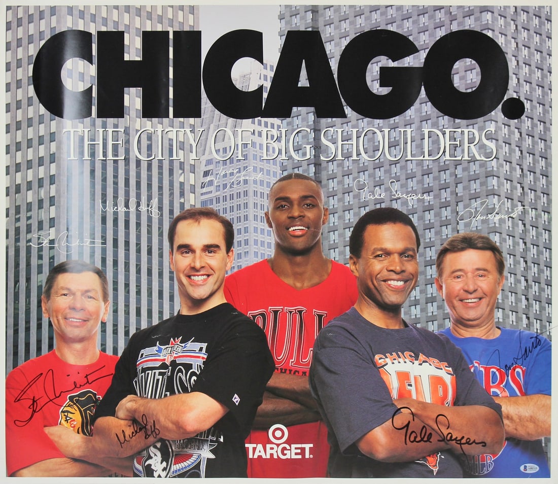 Chicago Sports Legends Signed 26x30 Poster with BAS COA (1 of 10)