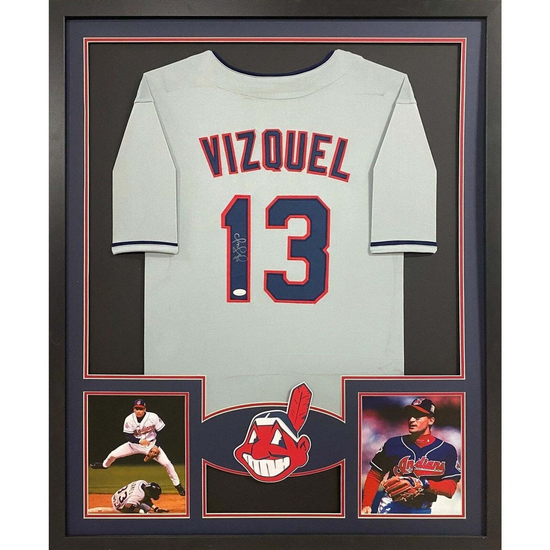 Omar Vizquel Signed Framed Jersey JSA Authenticated Cleveland Indians: Omar Vizquel Signed Framed Jersey JSA Authenticated Cleveland Indians Celebrate the legacy of Omar Vizquel with this beautifully framed and autographed jersey from his time with the Cleveland Indians.