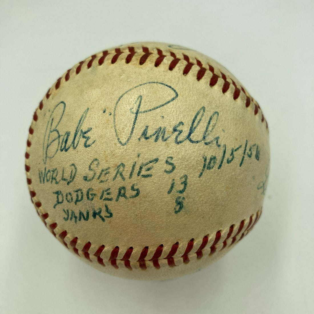 1956 World Series Game Used Baseball Signed by Umpires MEARS COA: 1956 World Series Game Used Baseball Signed by Umpires MEARS COA This is a remarkable piece of baseball history: a Spalding Official National League Warren Giles baseball used during the iconic 1956 W