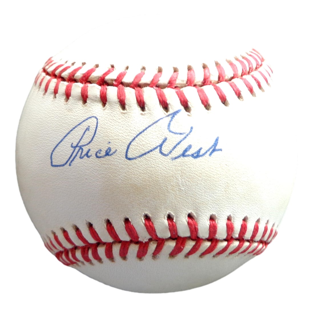 Price West Signed 1954-56 OAL Baseball PSA/DNA Certified: Price West Signed 1954-56 OAL Baseball PSA/DNA Certified This offering features a Price West Signed OAL Baseball from the 1954-56 Negro Minor League, a remarkable piece of baseball history. The ball i