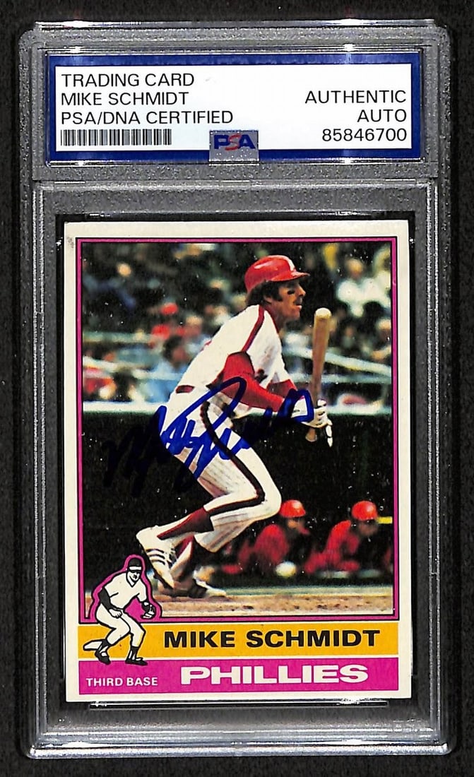 Mike Schmidt 1976 Topps Phillies HOF autographed PSA DNA card #480 (1 of 2)
