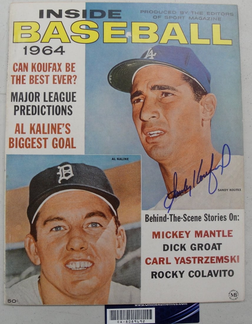 Sandy Koufax Signed Baseball Magazine 1964 Los Angeles Dodgers Online Authentics: Sandy Koufax Signed Baseball Magazine 1964 Los Angeles Dodgers Online Authentics This unique collectible features a Sandy Koufax signed baseball, accompanied by an original 1964 issue of Sports Magazi