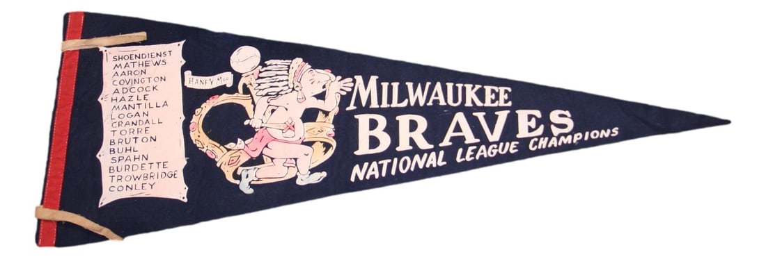 Milwaukee Braves 1957 National League Champions 29 Inch Vintage Baseball Pennant (1 of 4)