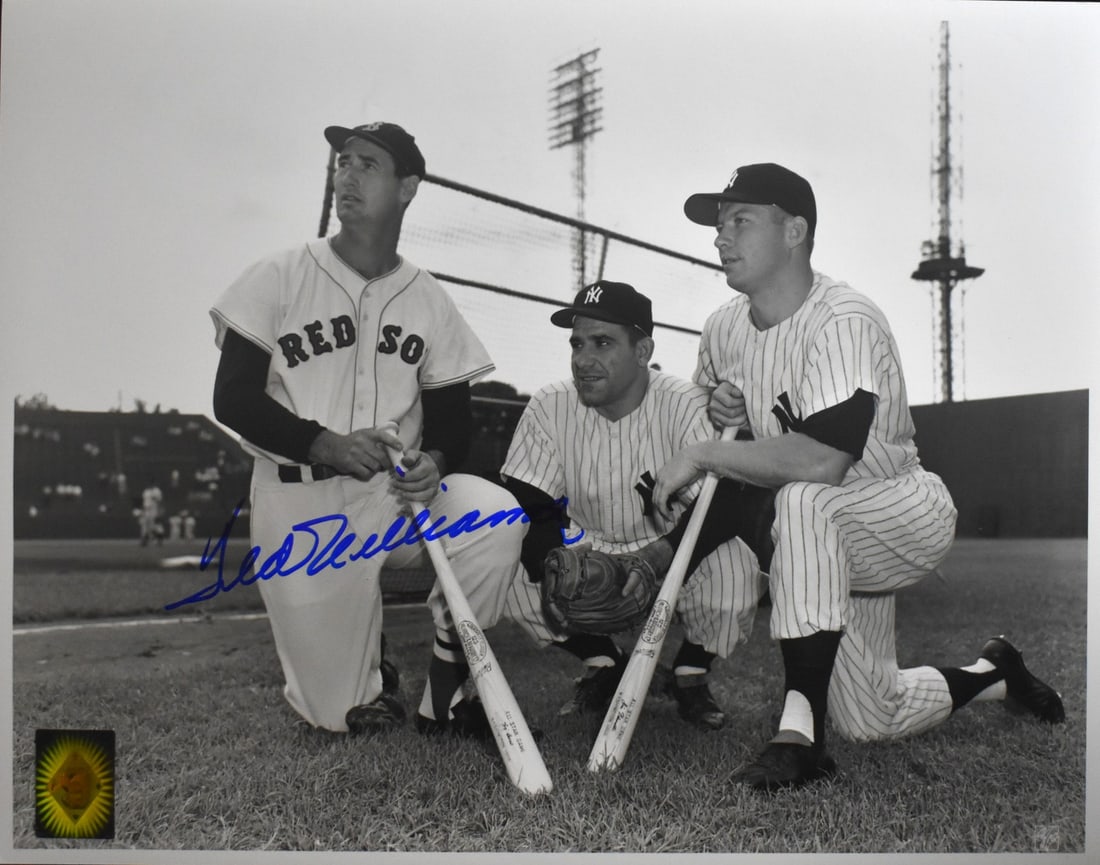 Autographed 11x14 Photograph Ted Williams PSA Authenticated with Green Diamond Hologram: Autographed 11x14 Photograph Ted Williams PSA Authenticated with Green Diamond Hologram This 11x14 black and white photo features Ted Williams of the Boston Red Sox and is hand-signed by the legendary