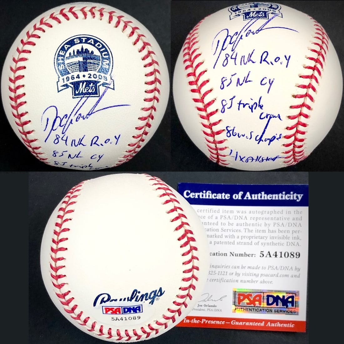 Autographed Shea Stadium Logo Baseball Signed by Dwight Doc Gooden PSA Witness: Autographed Shea Stadium Logo Baseball Signed by Dwight Doc Gooden PSA Witness This is a pre-owned Shea Stadium logo baseball autographed by Dwight Doc Gooden, featuring full career statistics. The si