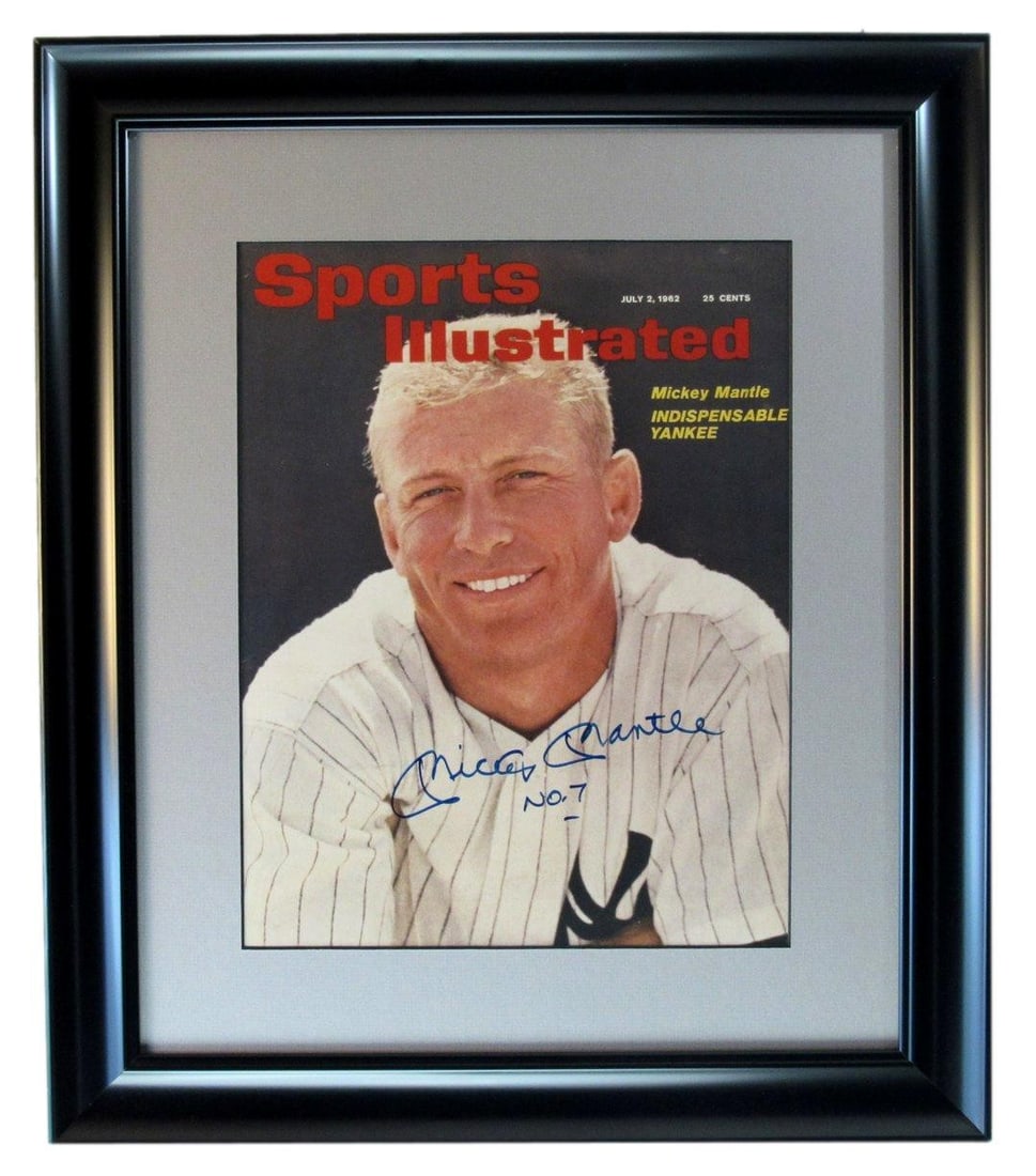 Framed Mickey Mantle Yankees autograph photo with JSA LOA No. 7 (1 of 3)