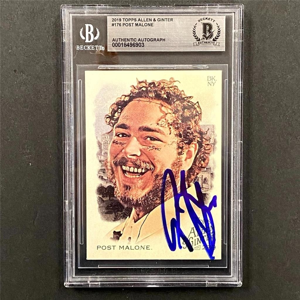 Beckett BAS Post Malone 2019 Topps Allen Ginter Rookie Autograph Card #176 (1 of 3)