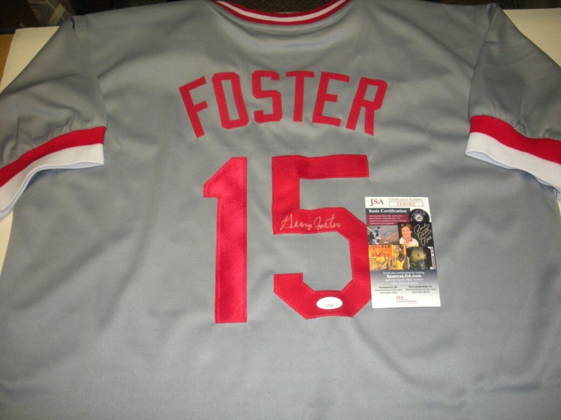 George Foster Signed Cincinnati Reds Jersey JSA COA 2x WS Champion (1 of 2)