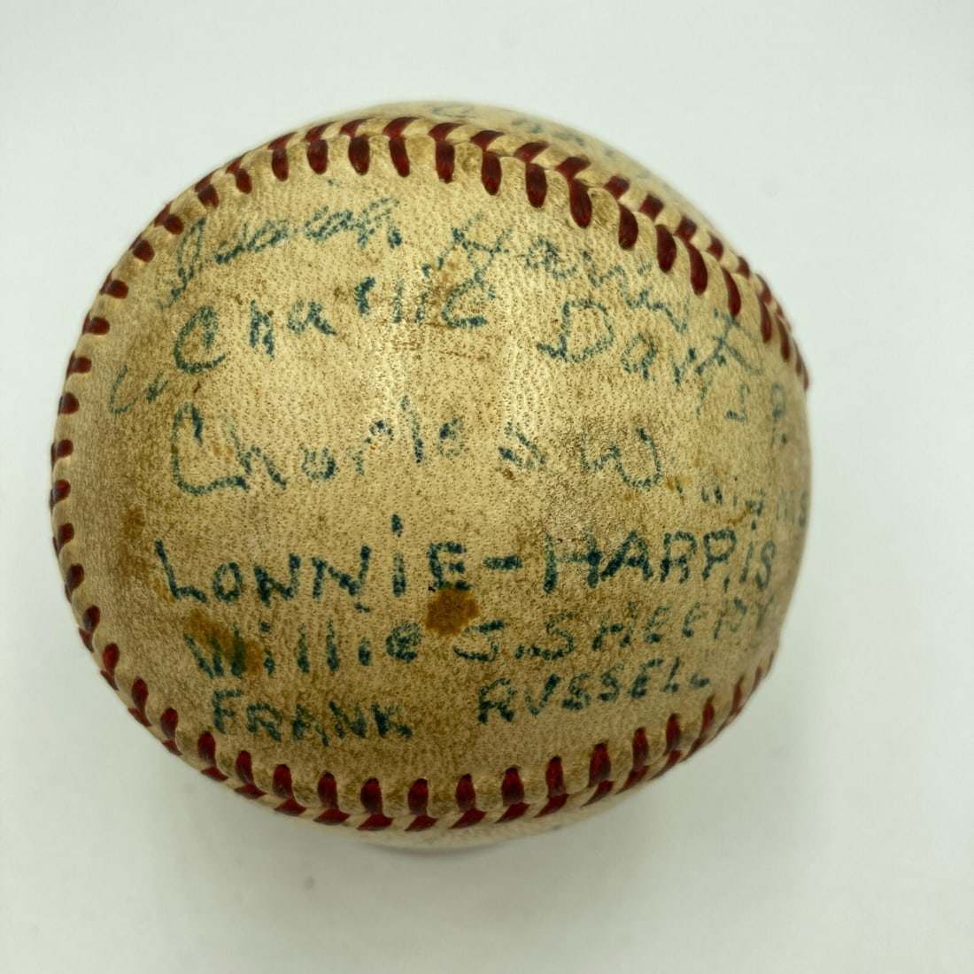 1955 Memphis Red Sox Signed Game Used Negro League Baseball: 1955 Memphis Red Sox Signed Game Used Negro League Baseball This is an extremely rare 1955 Memphis Red Sox Negro League signed game-used National League baseball. Vintage Negro League team-signed base