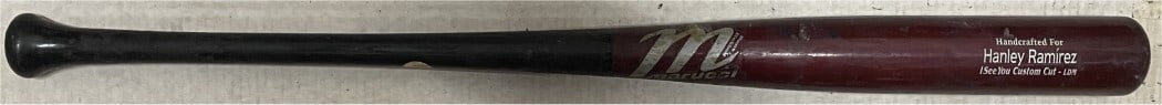 Marucci Baseball Bat Used by Hanley Ramirez for Los Angeles Dodgers: Marucci Baseball Bat Used by Hanley Ramirez for Los Angeles Dodgers This is a Hanley Ramirez game-used Marucci baseball bat, handcrafted with a custom cut for the Los Angeles Dodgers. The bat originat