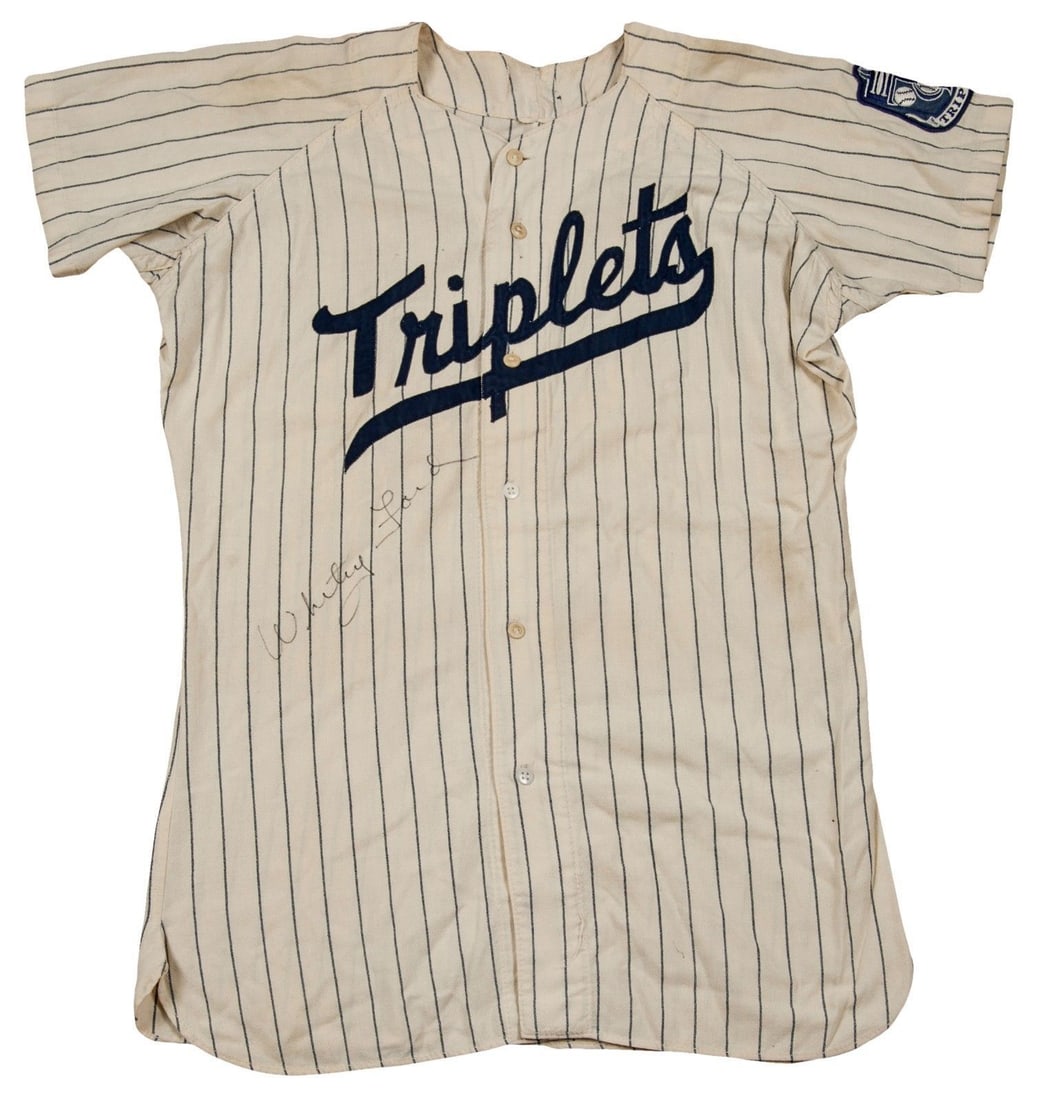 1949 Whitey Ford Signed Binghampton Yankees Game Used Jersey JSA COA: 1949 Whitey Ford Signed Binghampton Yankees Game Used Jersey JSA COA Offered is a 1949 Binghamton Yankees Minor League game-used jersey, signed by legendary player Whitey Ford. While this jersey is co