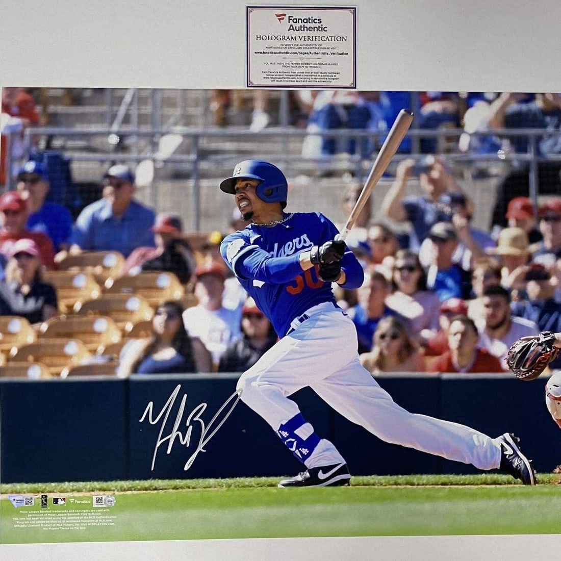 Mookie Betts Autographed 16x20 Photo Los Angeles Dodgers Fanatics COA Gem Mint: Mookie Betts Autographed 16x20 Photo Los Angeles Dodgers Fanatics COA Gem Mint This is an original autographed 16x20 photo of Mookie Betts, the star player of the Los Angeles Dodgers. The item comes w