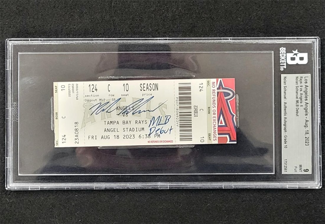 Nolan Schanuel Signed MLB Debut Ticket Autograph BAS Authenticated Rookie: Nolan Schanuel Signed MLB Debut Ticket Autograph BAS Authenticated Rookie This is a signed ticket commemorating Nolan Schanuel's Major League Baseball debut. The autograph is hard signed by Nolan Scha