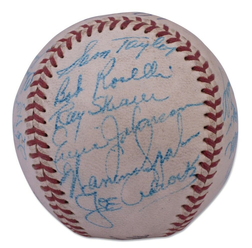 1957 Milwaukee Braves Team Signed Baseball with Beckett COA: 1957 Milwaukee Braves Team Signed Baseball with Beckett COA This authentic 1957 Milwaukee Braves World Series Championship baseball is a remarkable collectible for any sports enthusiast. Signed by 23 